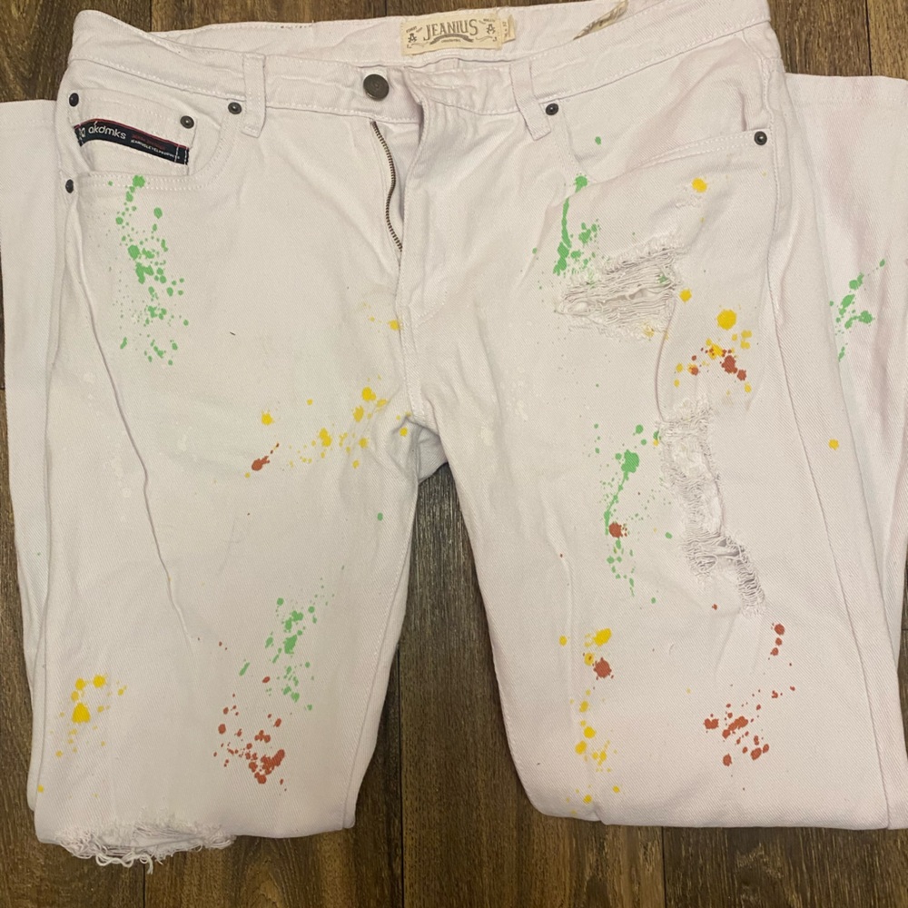 Skinny White with Paint Splatter